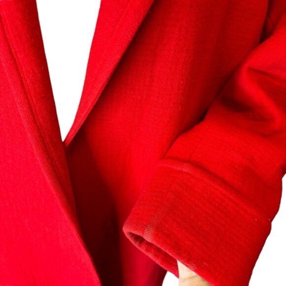 HELMUT LANG Red Wool Blanket Coat Large Oversized Overcoat Pea Coat Jacket - Picture 11 of 14